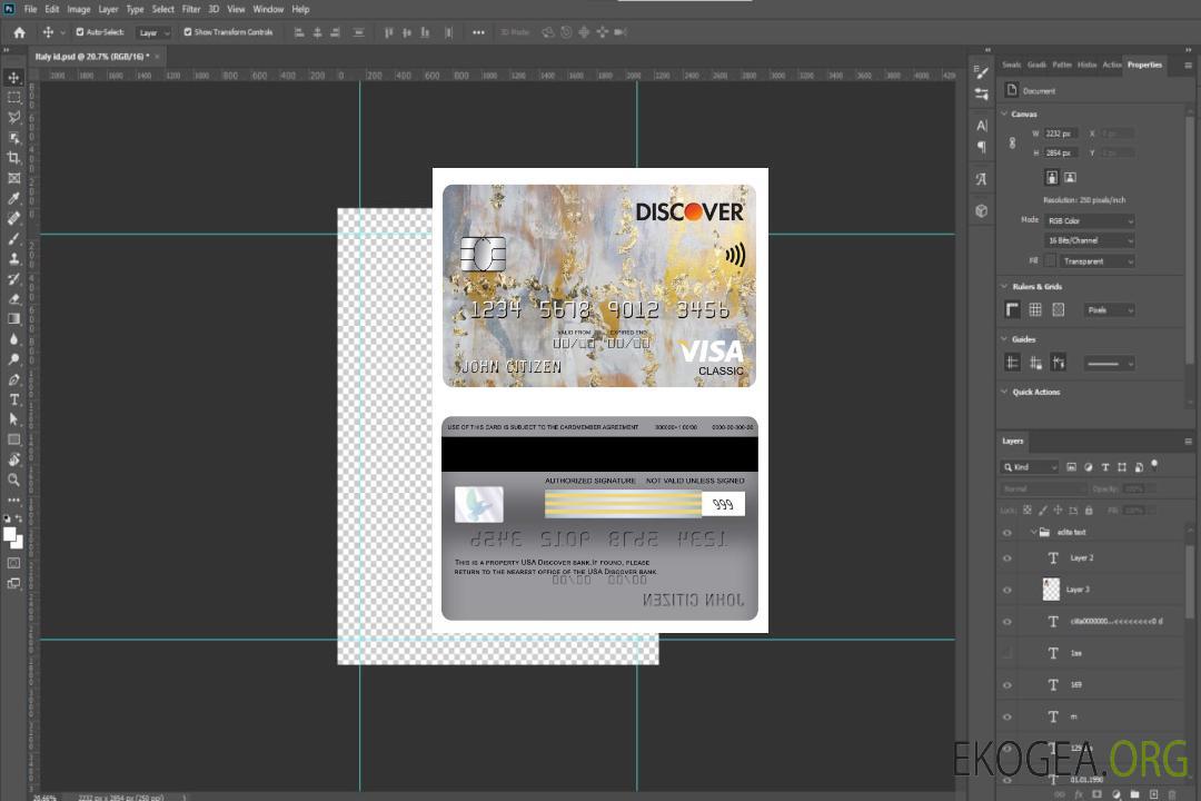 Carte USA Discover Bank Visa Classic template Carte USA Discover Bank Visa Classic template